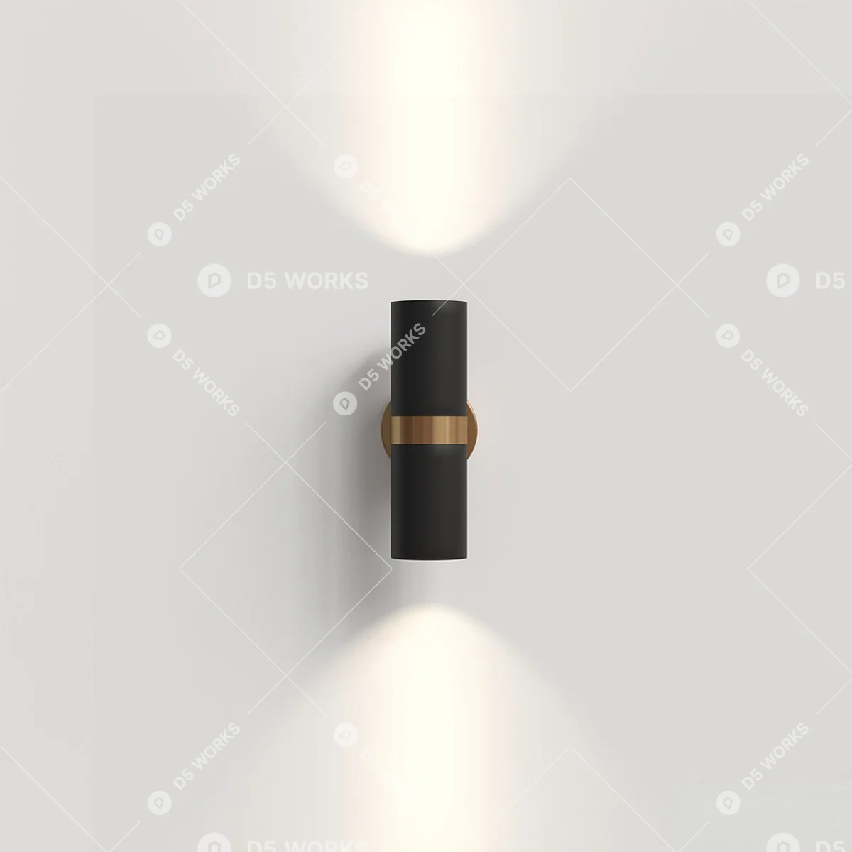 Matte Black And Brass Wall Lamp 3d model thumbnail 2