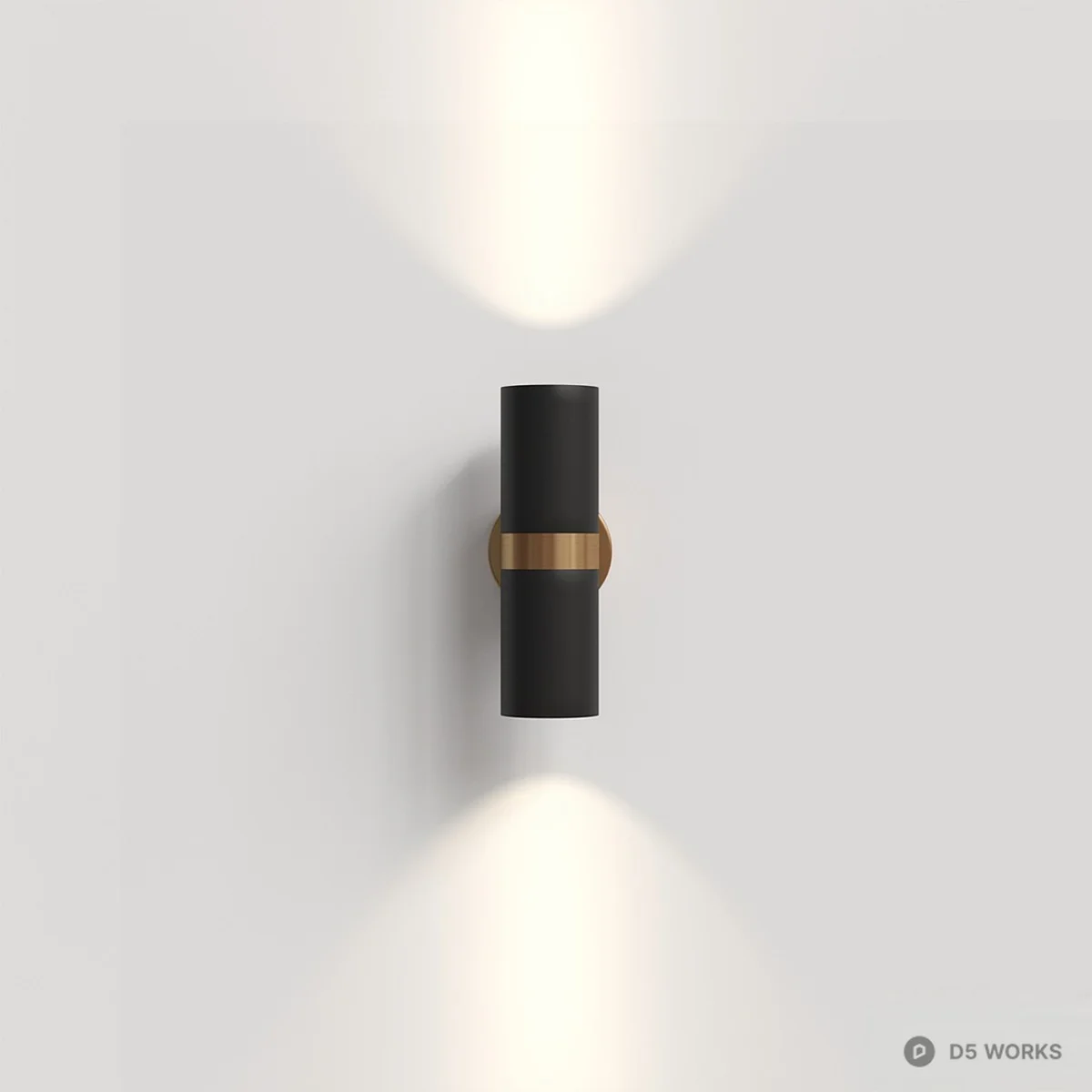 Matte Black And Brass Wall Lamp 3d model thumbnail 2