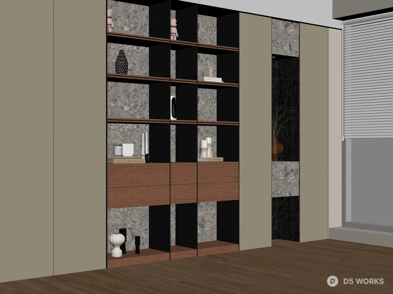 Modern Bookcase With Integrated Lighting 3d model thumbnail 2