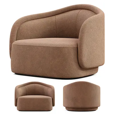 Curved Upholstered Single Sofa 3d model