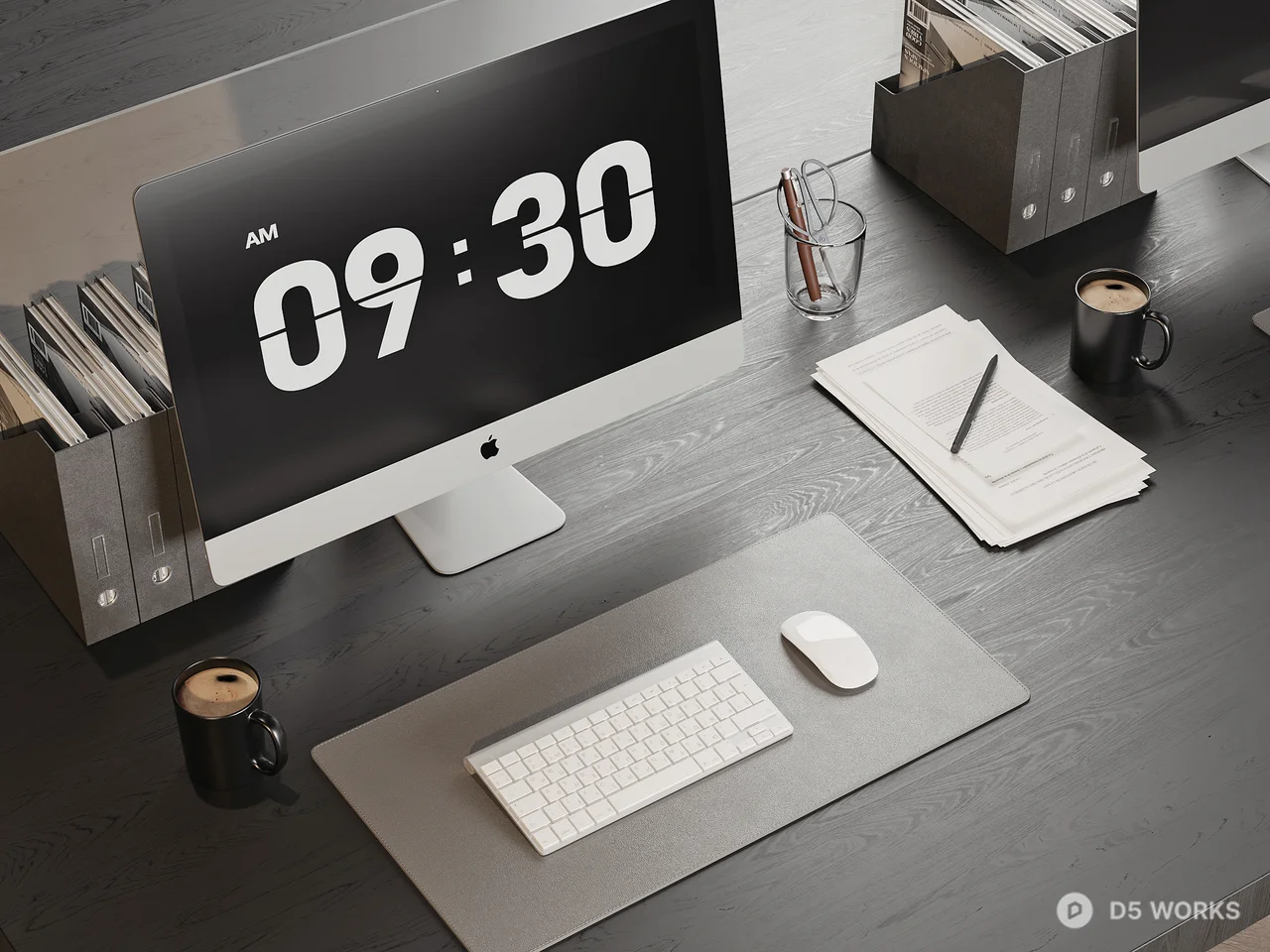 Minimalist Desk With Computer Setup 3d model - Image 1