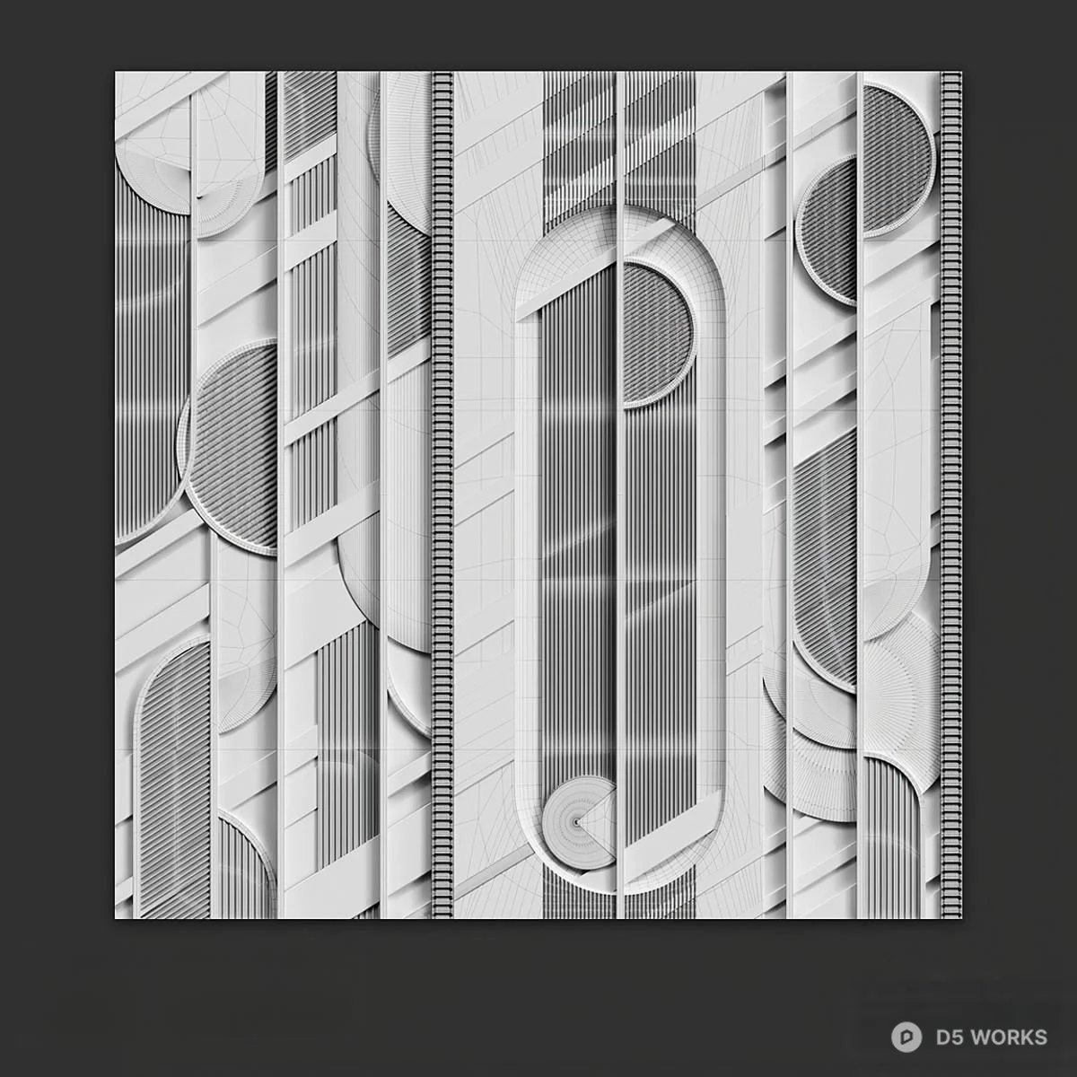 Geometric Relief Wall Panel 3d model thumbnail 2