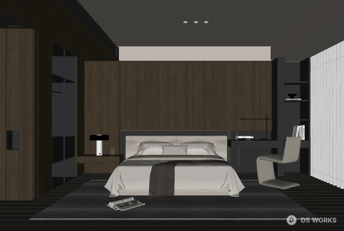 Minimalist Modern Bedroom with Integrated Storage 3d model thumbnail 2