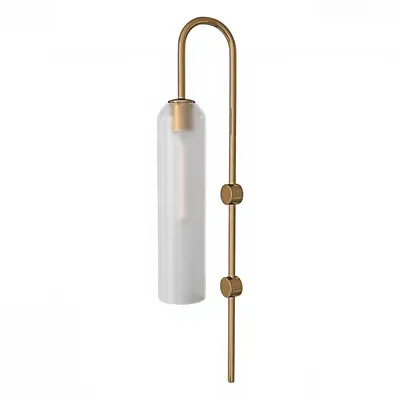 Minimalist Brass Wall Lamp With Frosted Glass Cylinder 3d model