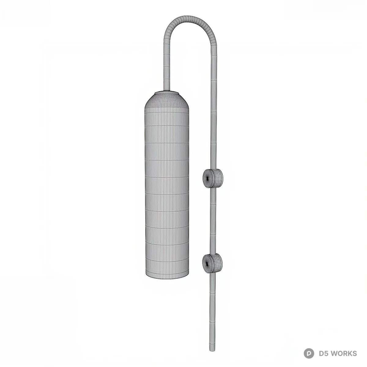 Minimalist Brass Wall Lamp With Frosted Glass Cylinder 3d model thumbnail 2