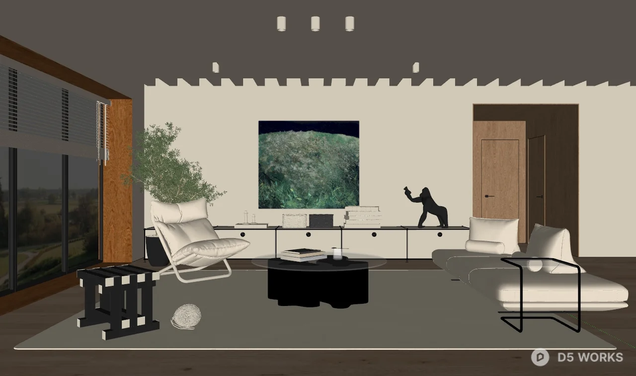 Minimalist Living Room with Natural Light 3d model thumbnail 2