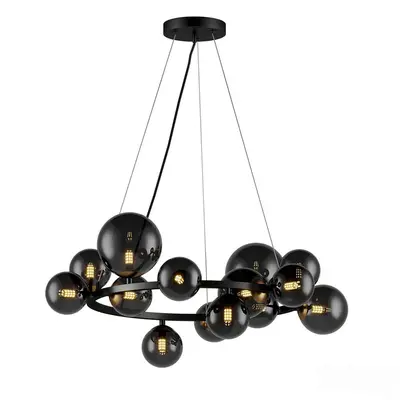Modern Black Orb Chandelier 3d model