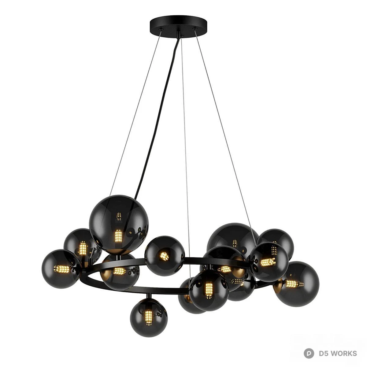Modern Black Orb Chandelier 3d model - Image 1