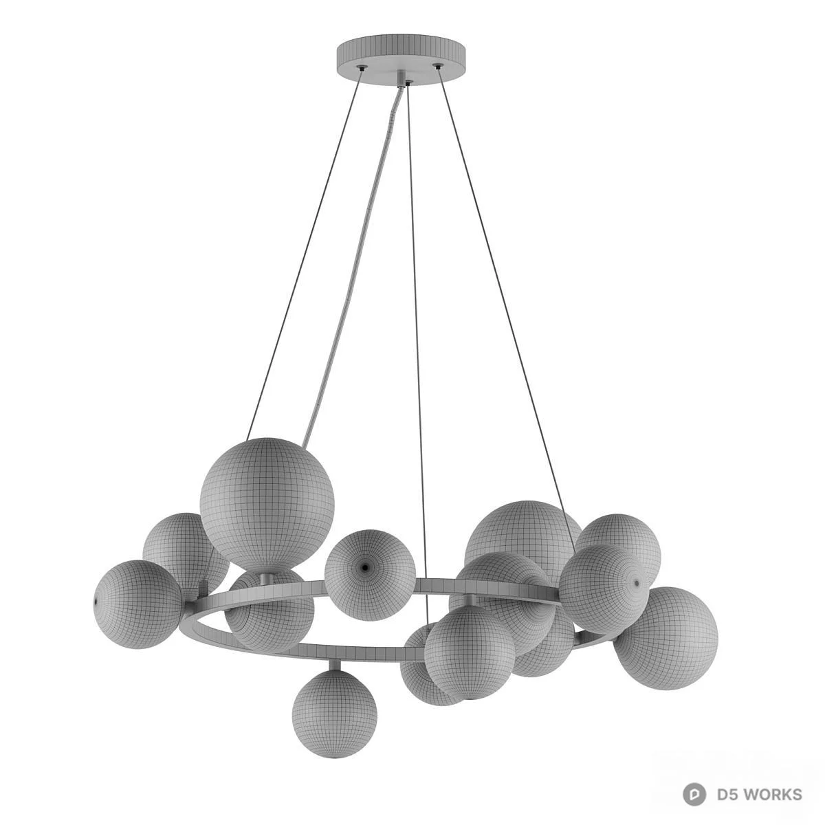Modern Black Orb Chandelier 3d model thumbnail 2