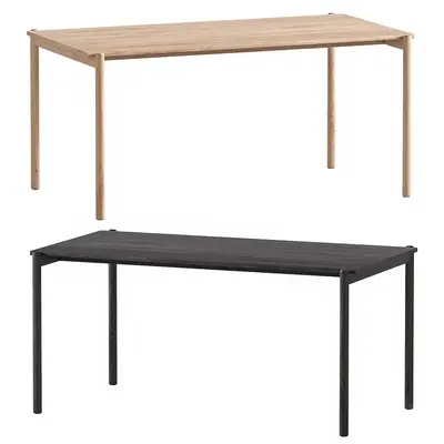 Minimalist Wood And Black Metal Dining Table 3d model