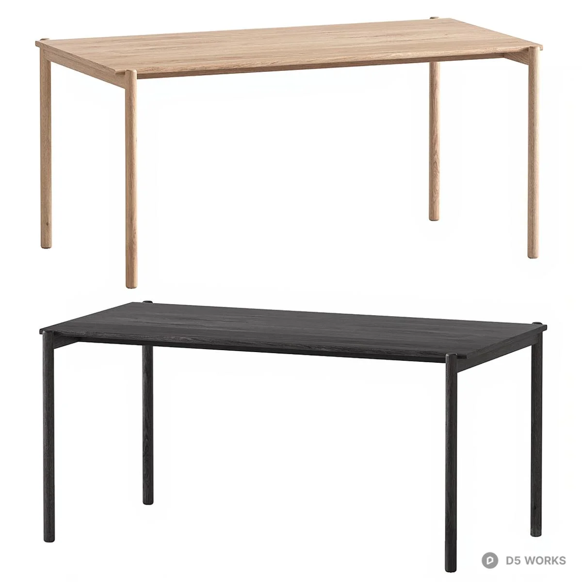 Minimalist Wood And Black Metal Dining Table 3d model - Image 1