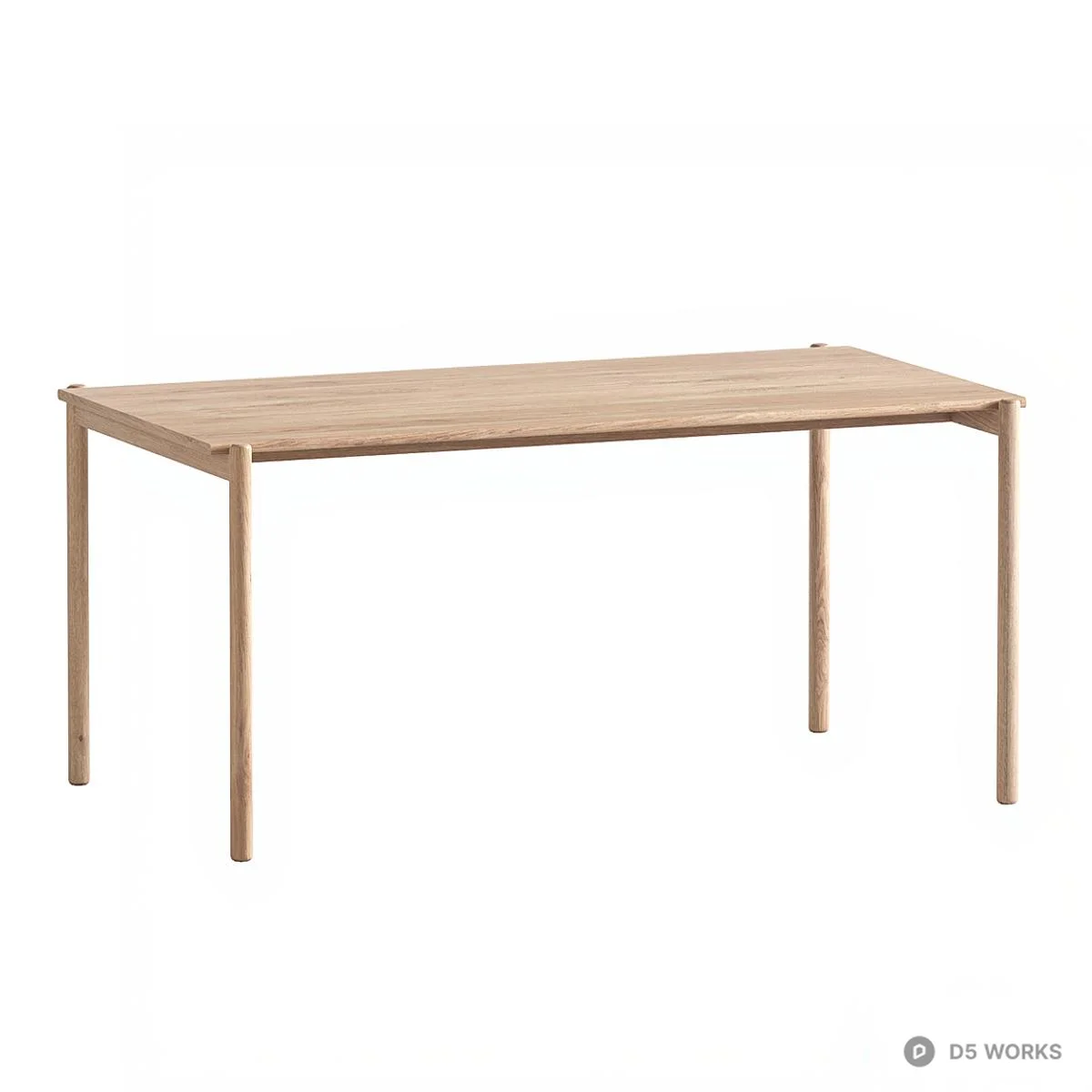 Minimalist Wood And Black Metal Dining Table 3d model thumbnail 2
