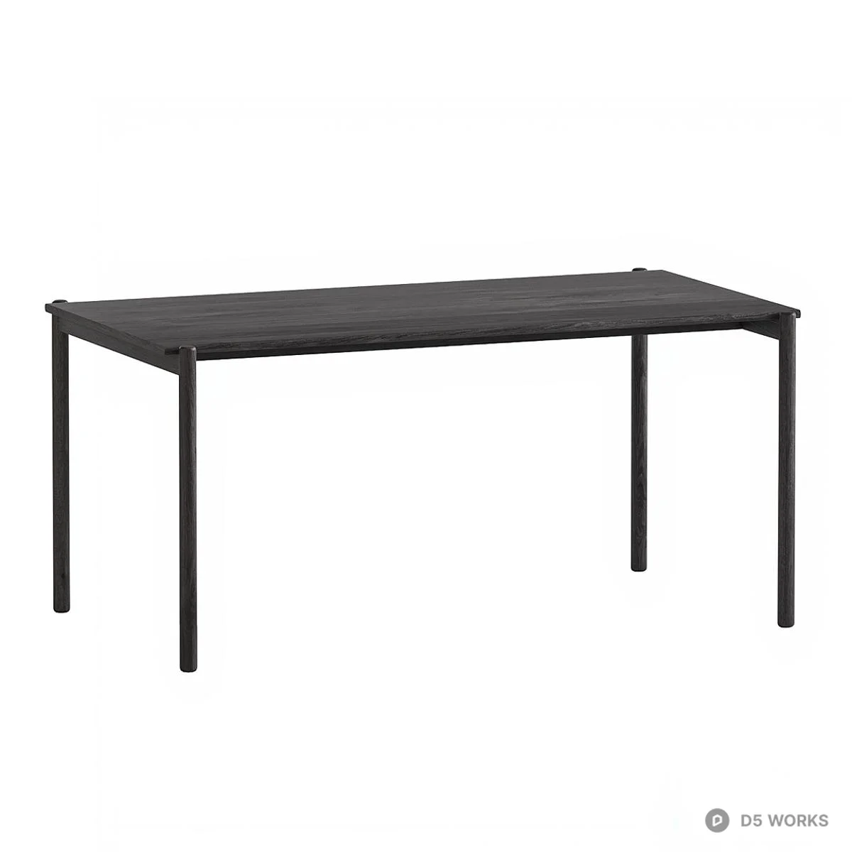 Minimalist Wood And Black Metal Dining Table 3d model thumbnail 3