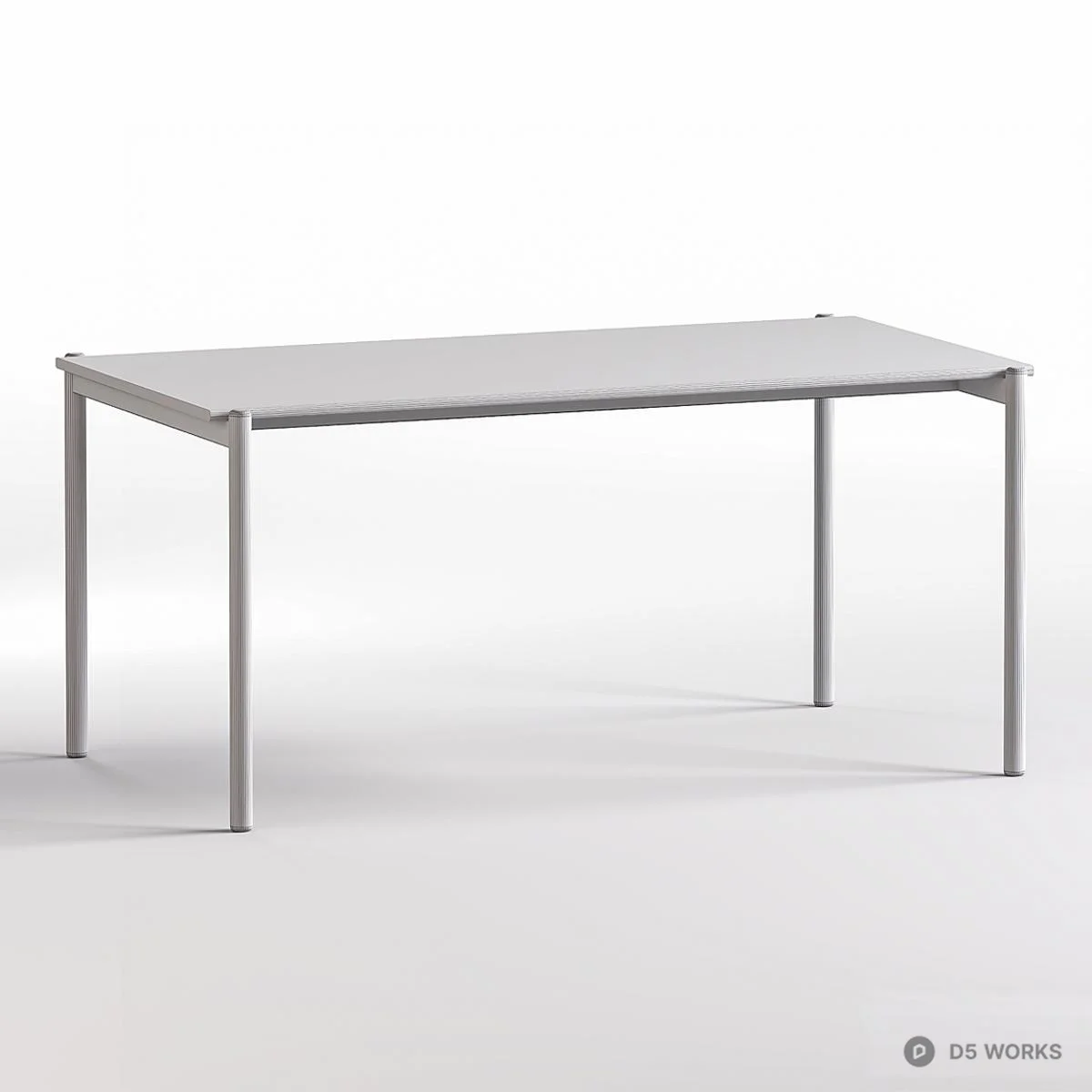 Minimalist Wood And Black Metal Dining Table 3d model thumbnail 4
