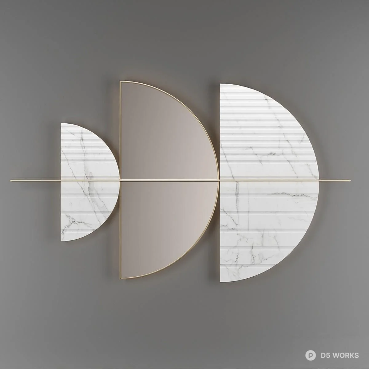 Geometric Marble Wall Decor 3d model thumbnail 2