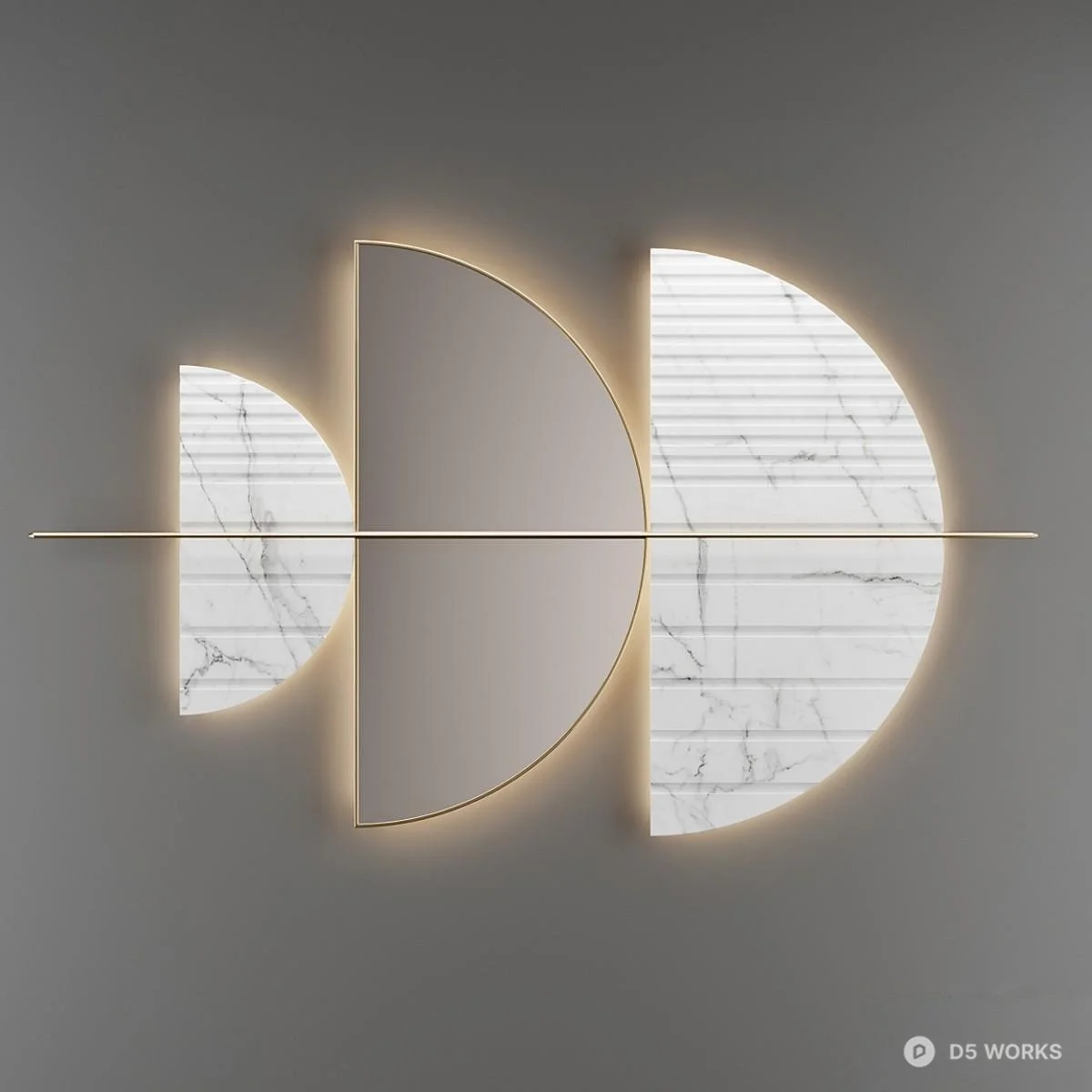 Geometric Marble Wall Decor 3d model thumbnail 4
