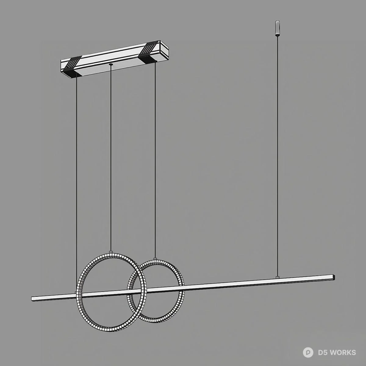 Minimalist Linear Pendant Light With Circular Accents 3d model thumbnail 2