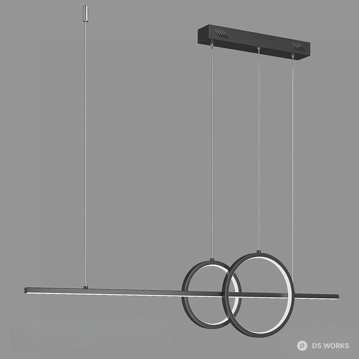 Minimalist Linear Pendant Light With Circular Accents 3d model - Image 1