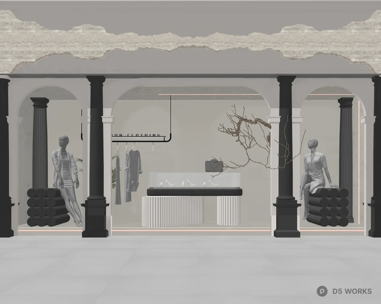 Minimalist Fashion Store Display 3d model thumbnail 2
