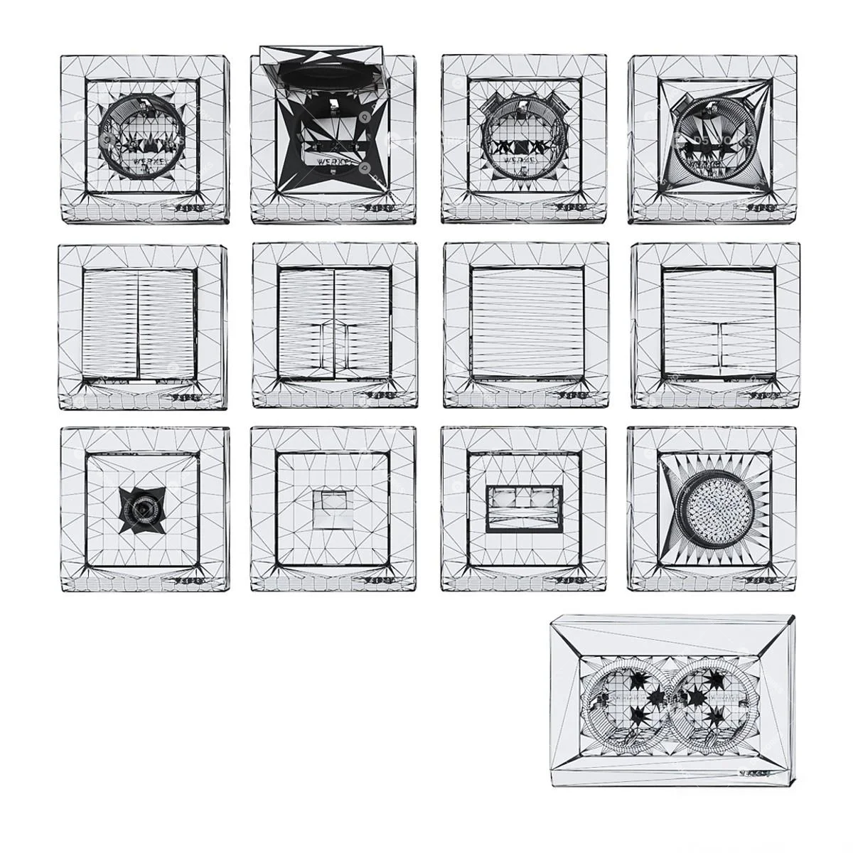 Modern Gray Electrical Switches And Sockets Set 3d model thumbnail 2