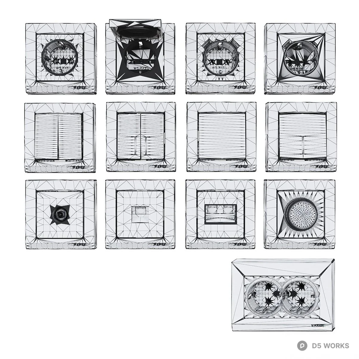 Modern Gray Electrical Switches And Sockets Set 3d model thumbnail 2