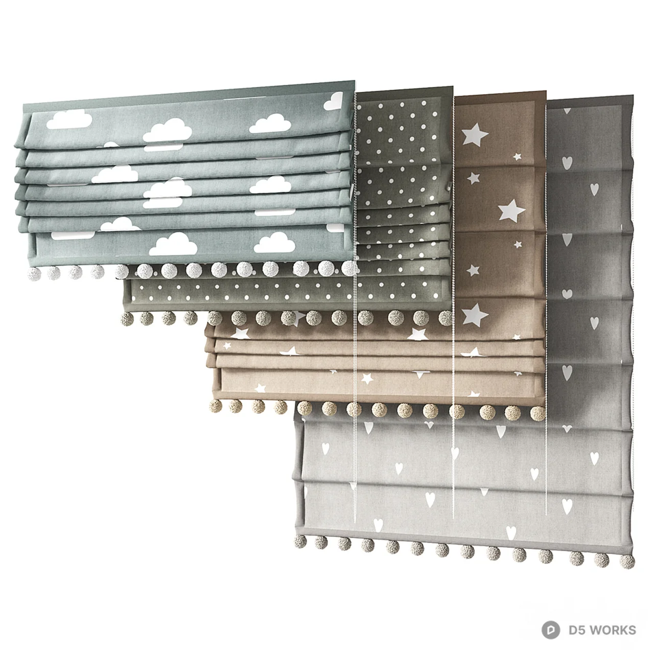 Nordic Style Roman Blind 3d model - Image 1