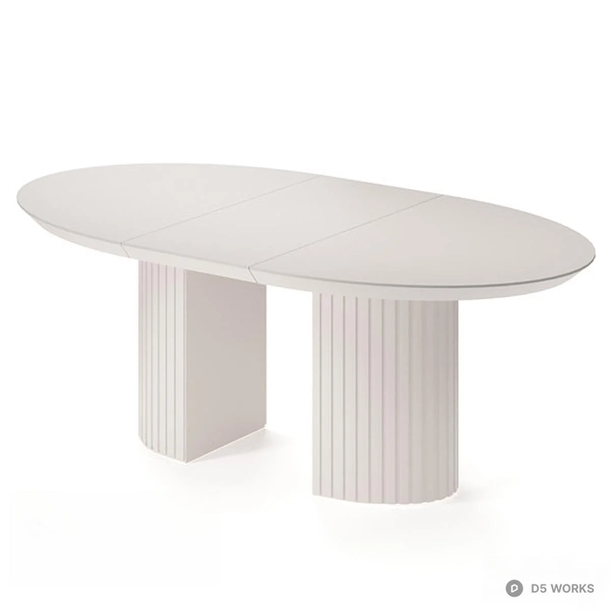 Oval Extendable Dining Table with Fluted Base 3d model thumbnail 2