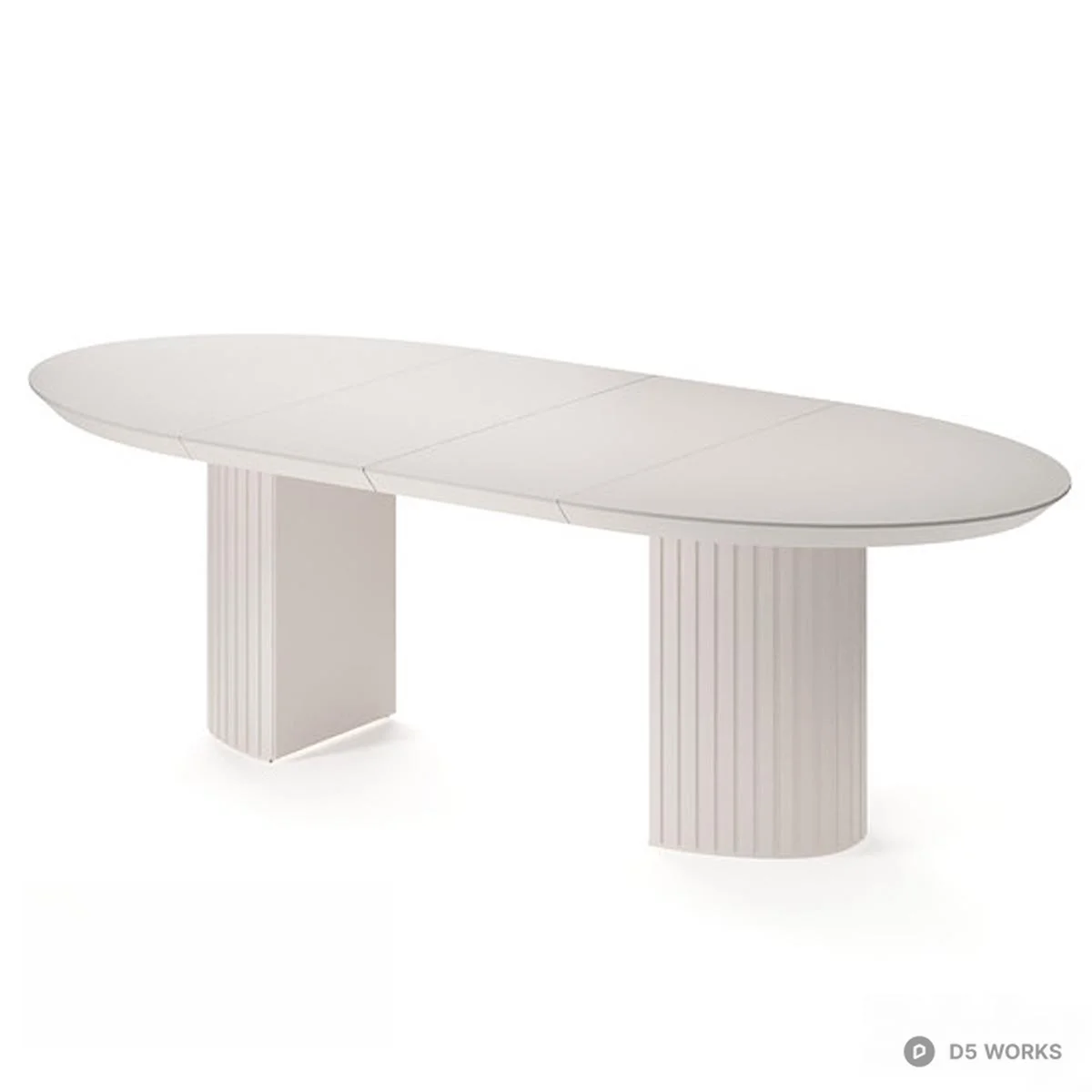 Oval Extendable Dining Table with Fluted Base 3d model thumbnail 3