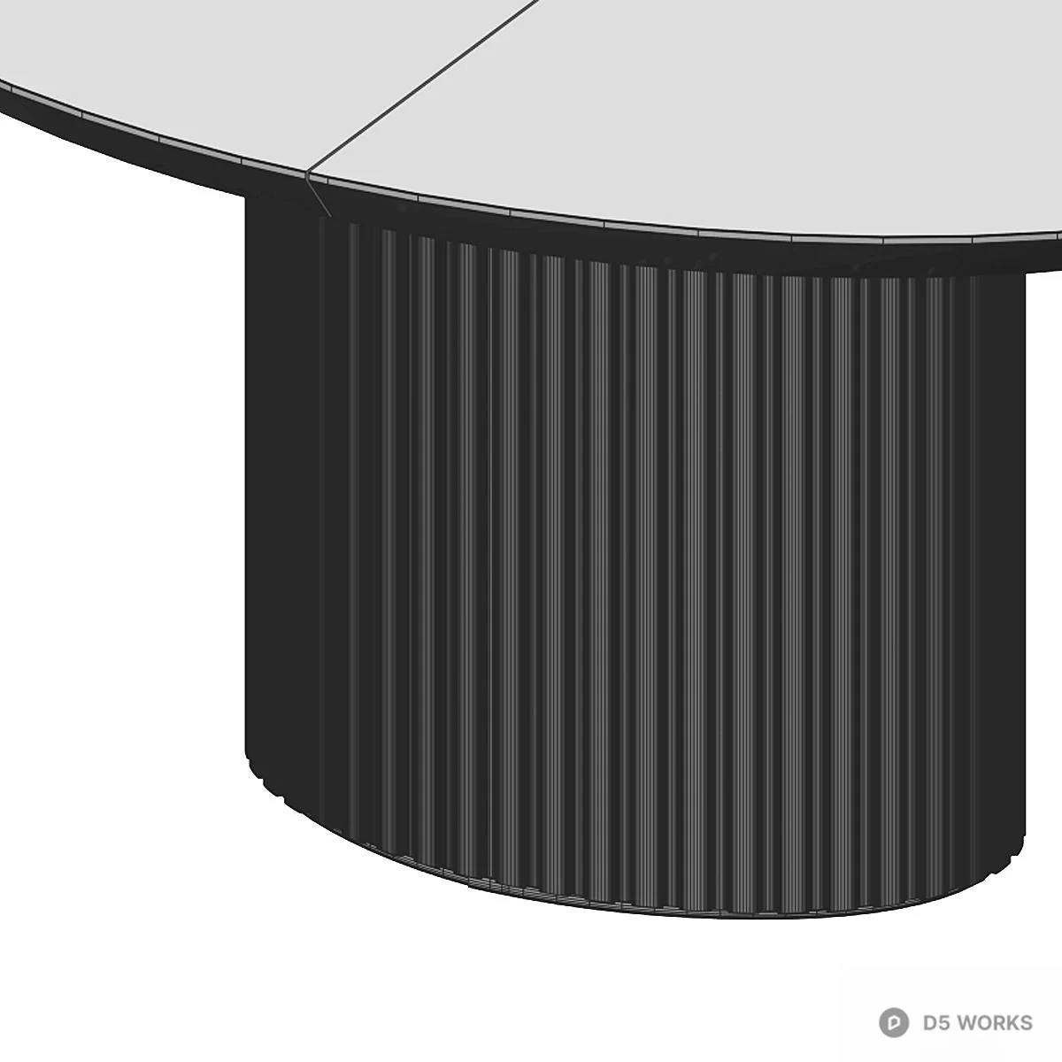 Oval Extendable Dining Table with Fluted Base 3d model thumbnail 4