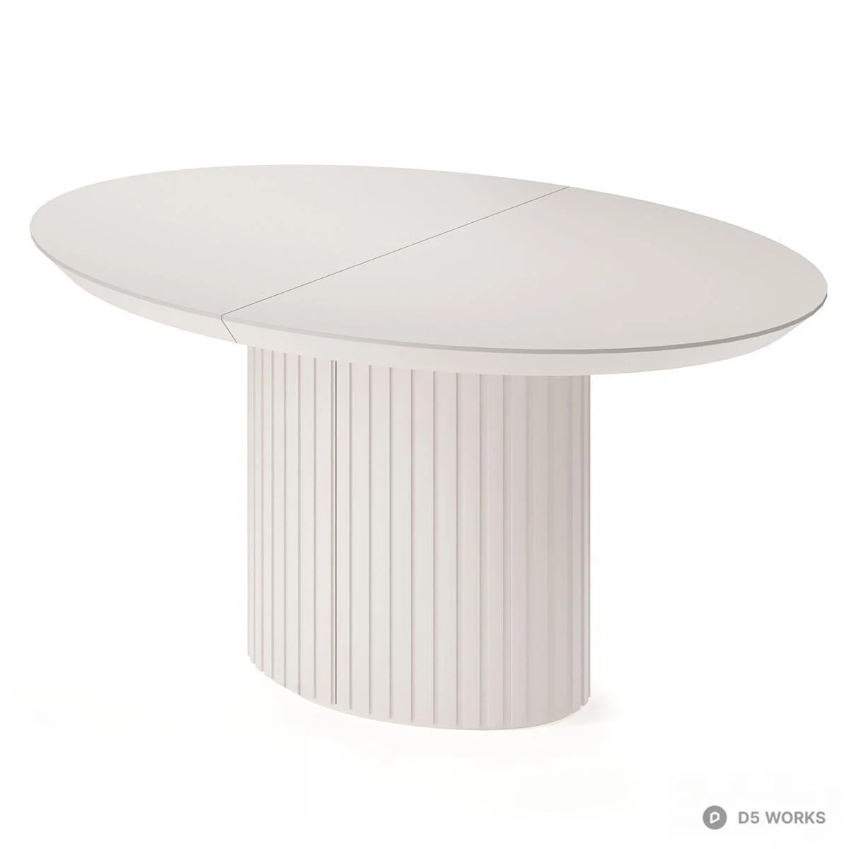 Oval Extendable Dining Table with Fluted Base 3d model - Image 1