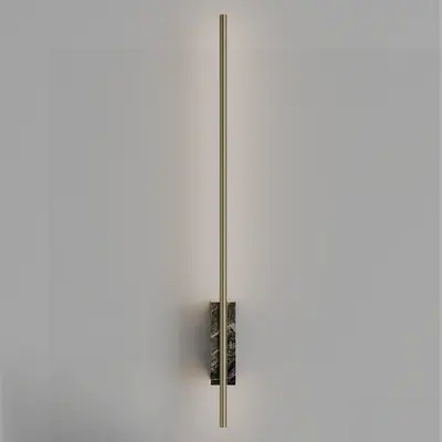 Vertical Slender Metal And Marble Wall Lamp 3d model