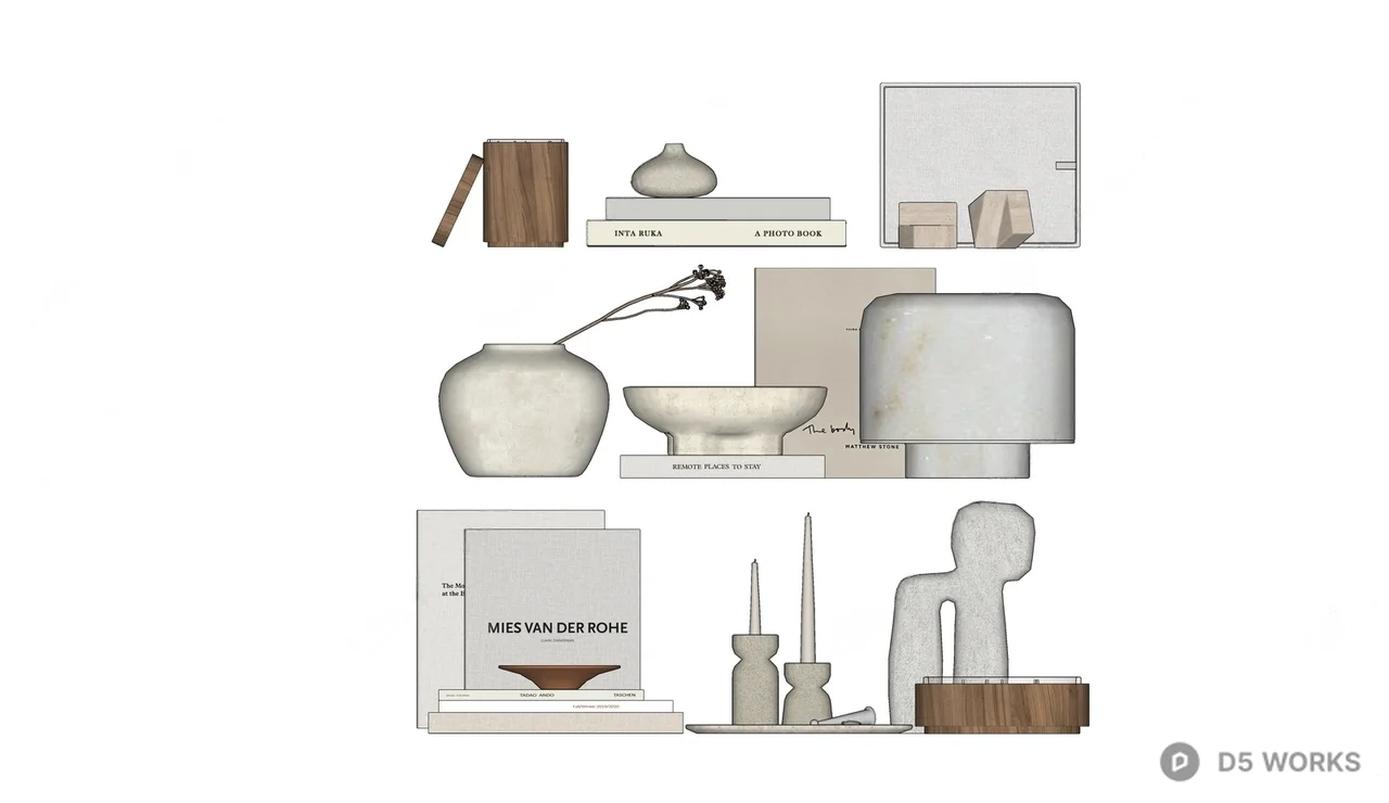 Minimalist Decorative Objects Set 3d model thumbnail 2