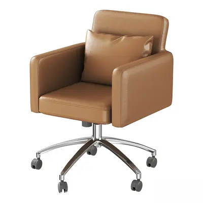 Leather Office Armchair With Pillow 3d model