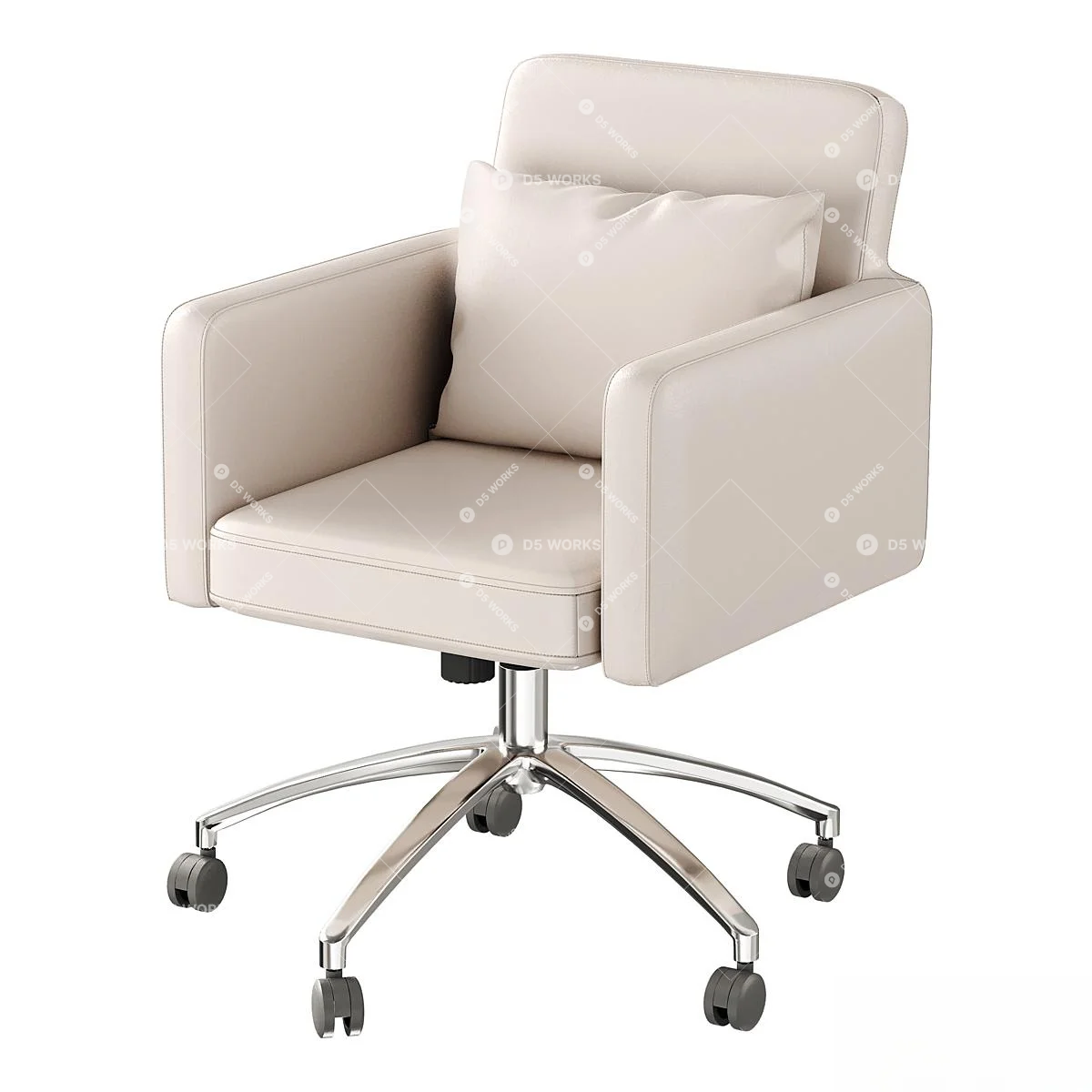Leather Office Armchair With Pillow 3d model thumbnail 2