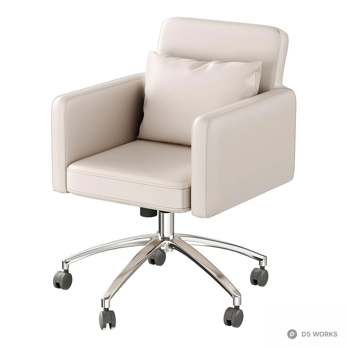 Leather Office Armchair With Pillow 3d model thumbnail 2