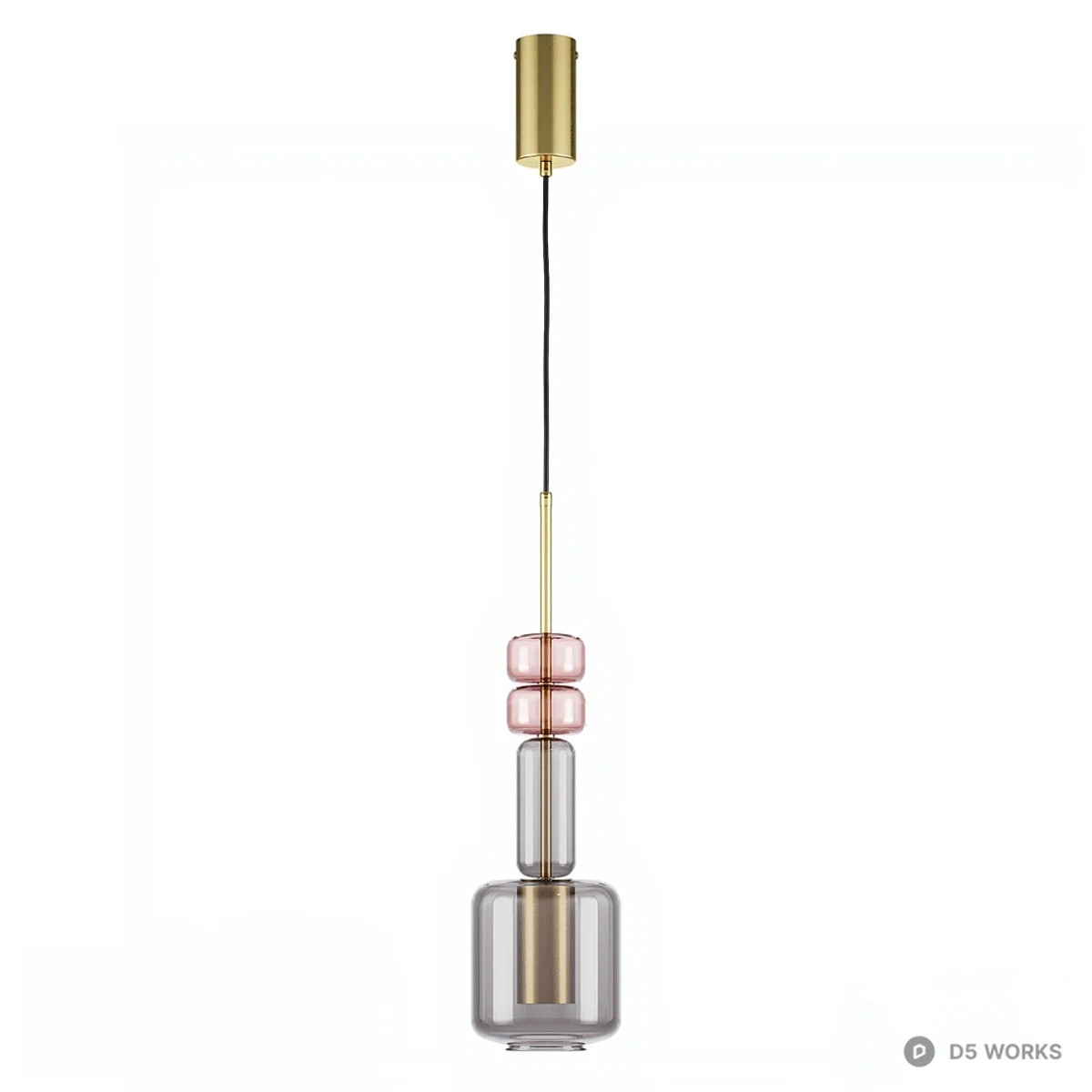 Minimalist Glass And Metal Pendant Light 3d model thumbnail 5