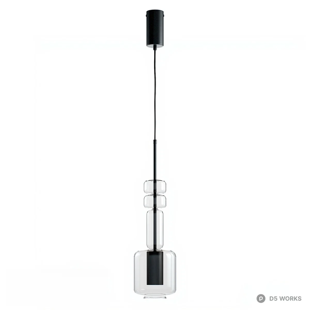 Minimalist Glass And Metal Pendant Light 3d model thumbnail 4