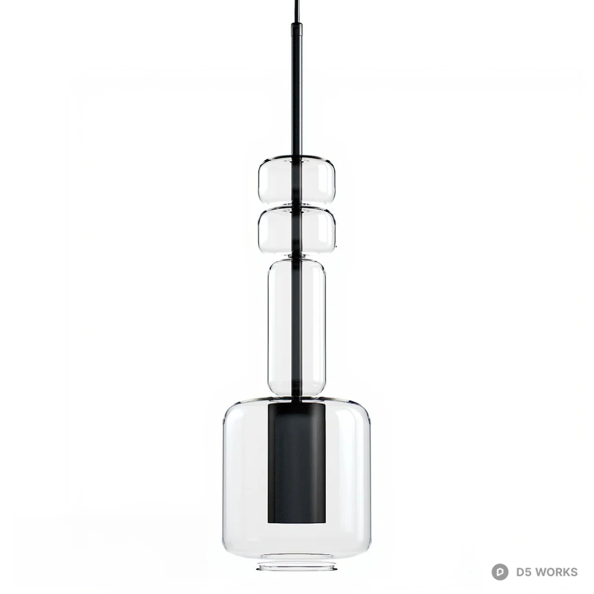 Minimalist Glass And Metal Pendant Light 3d model thumbnail 2