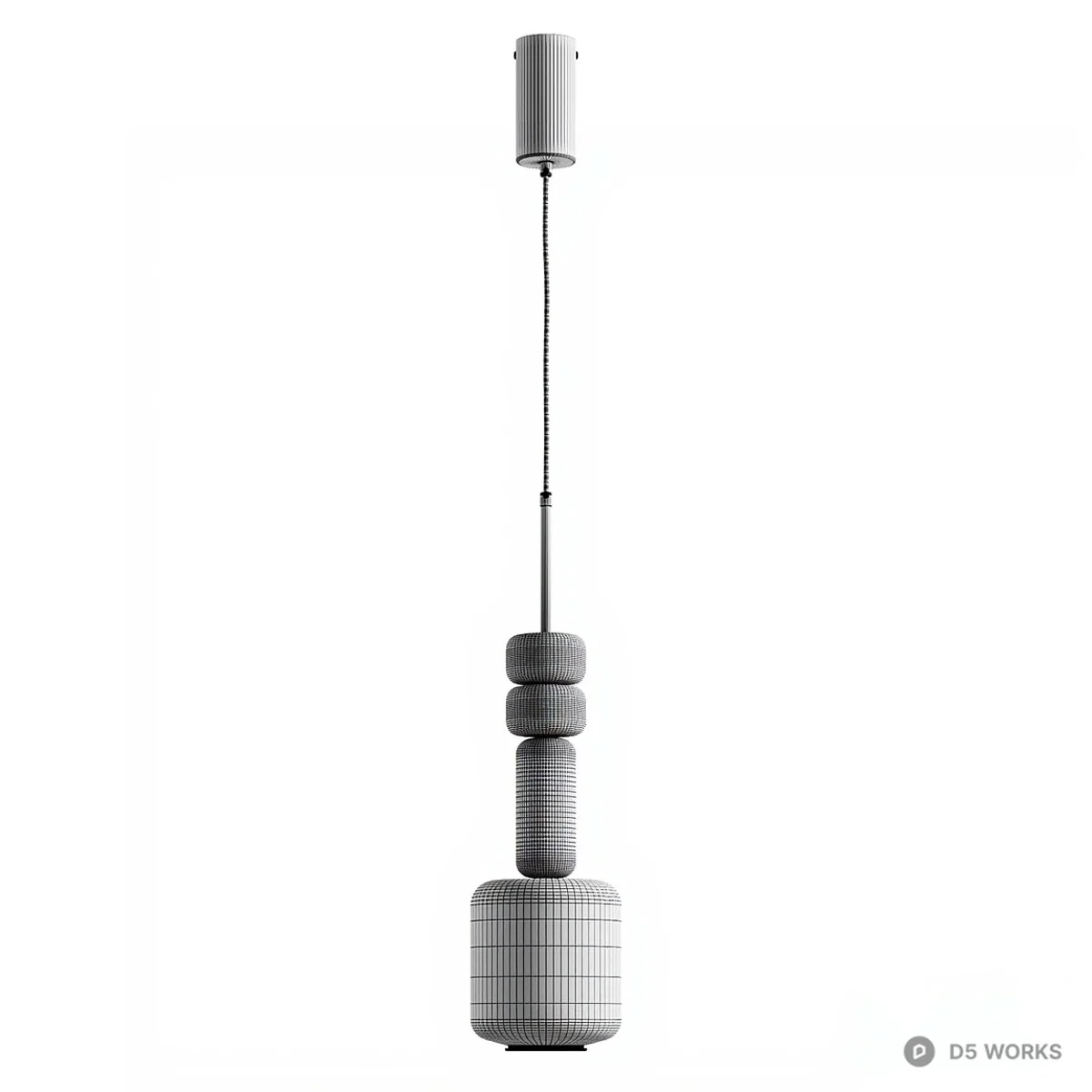 Minimalist Glass And Metal Pendant Light 3d model thumbnail 6