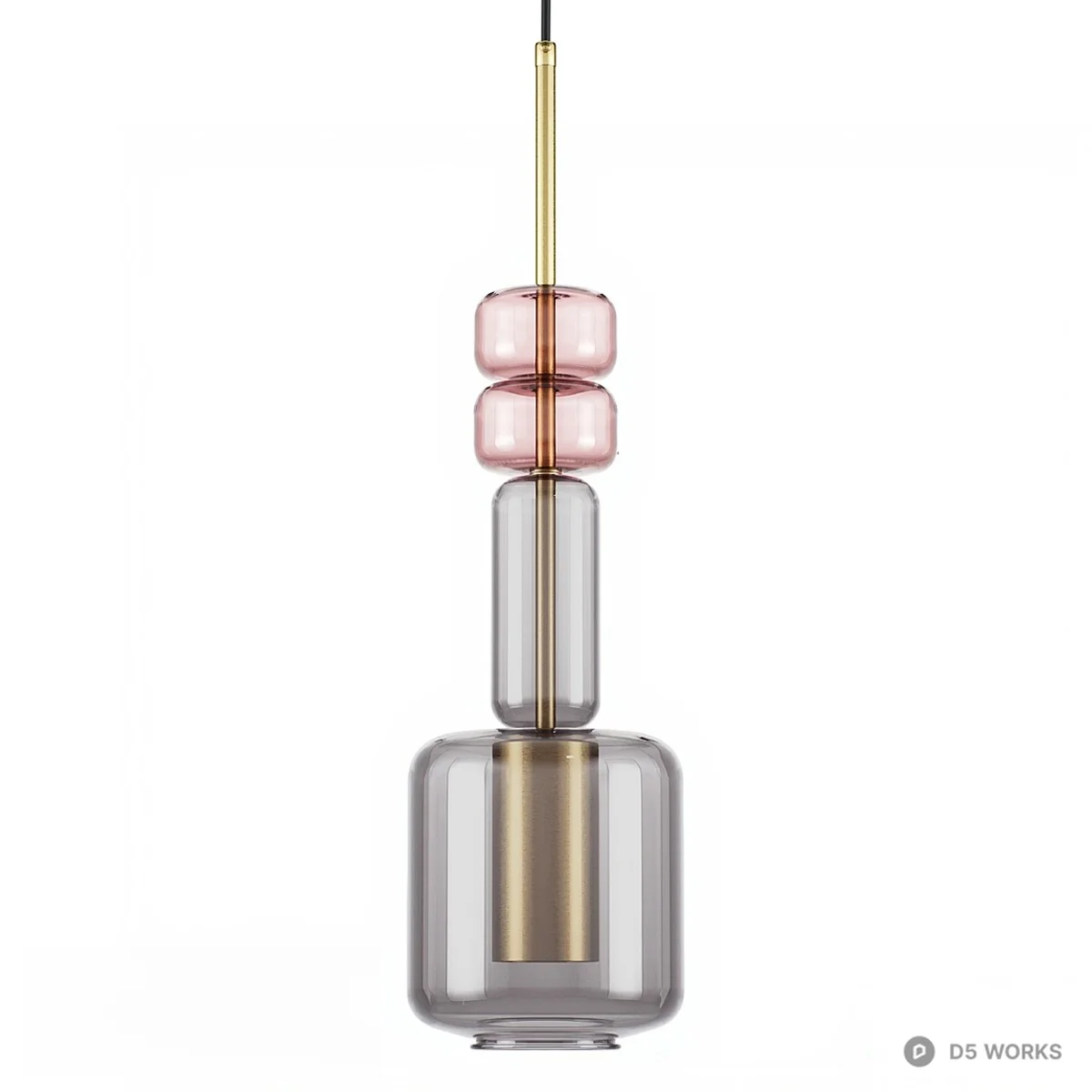 Minimalist Glass And Metal Pendant Light 3d model thumbnail 3