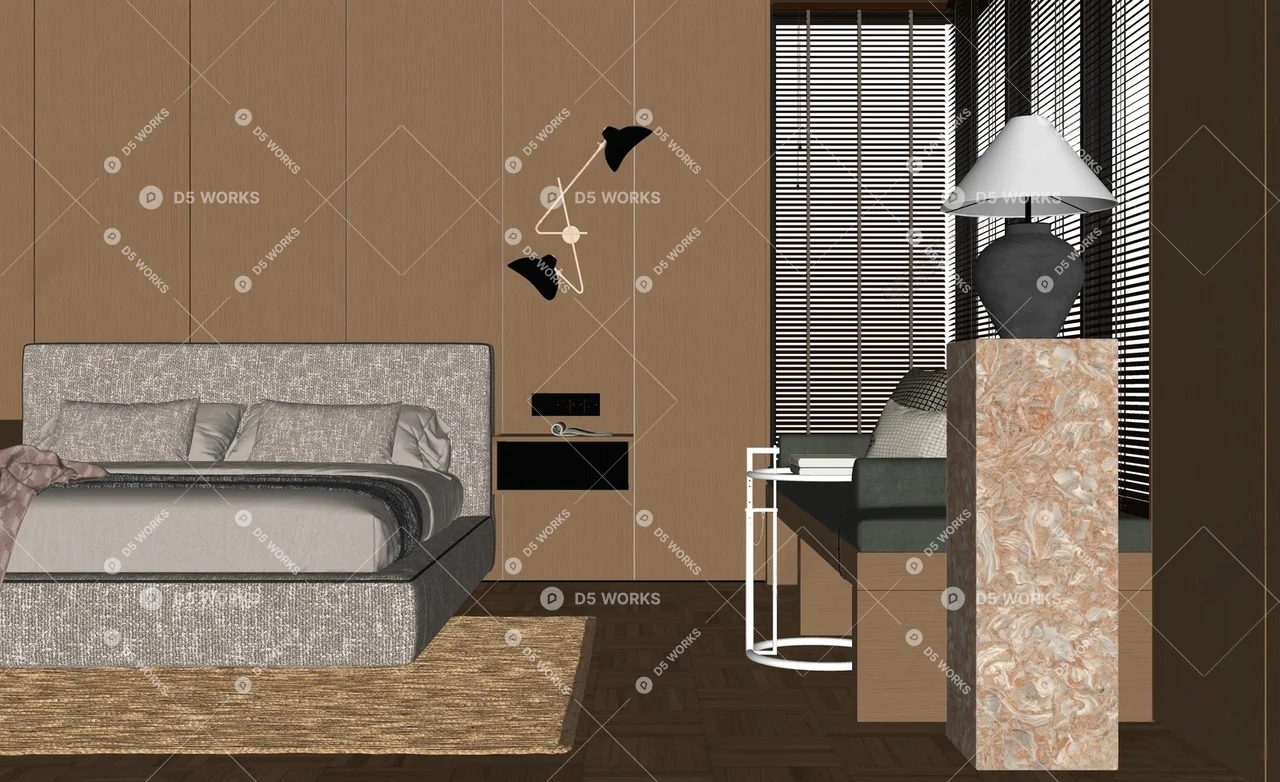 Modern Home Bedroom 3d model thumbnail 2
