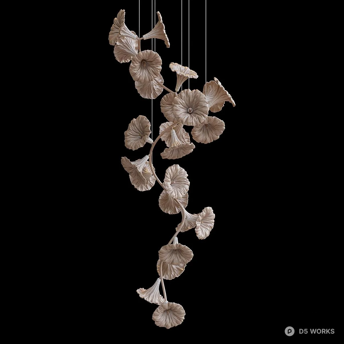 Floral Glass Pendant Light 3d model thumbnail 3