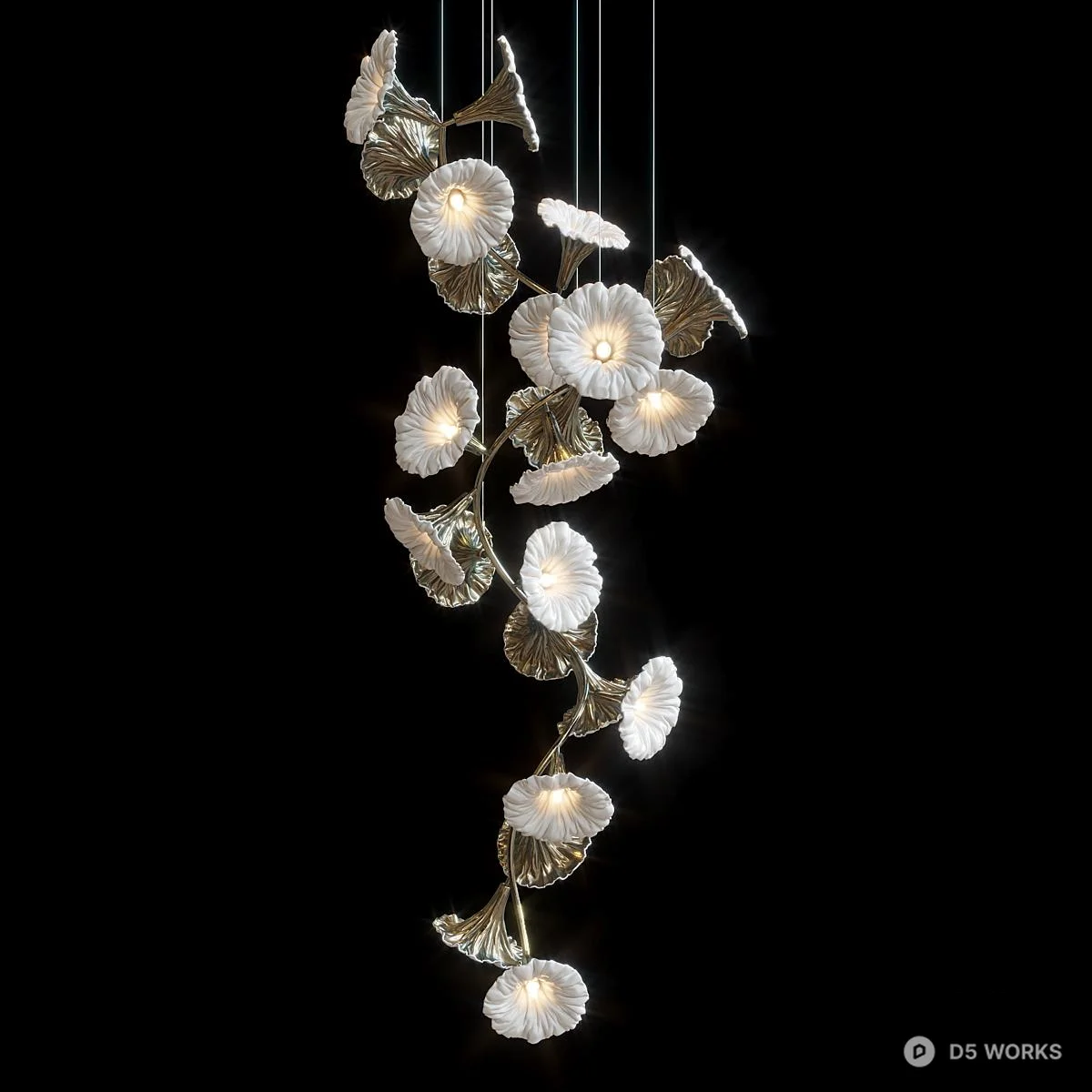 Floral Glass Pendant Light 3d model - Image 1