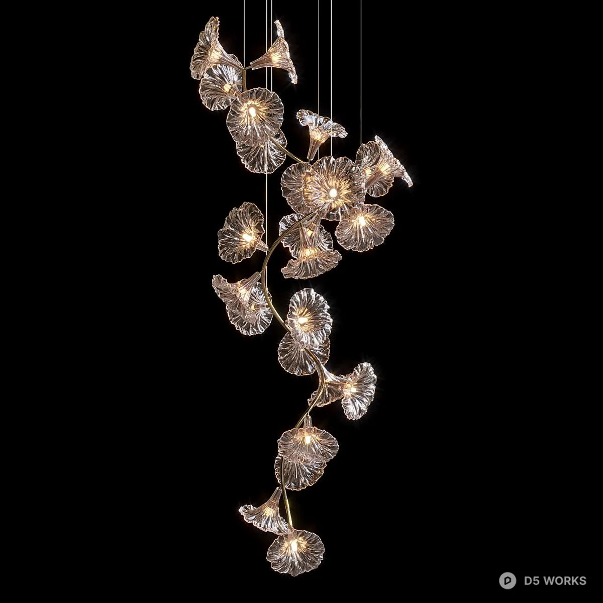 Floral Glass Pendant Light 3d model thumbnail 2