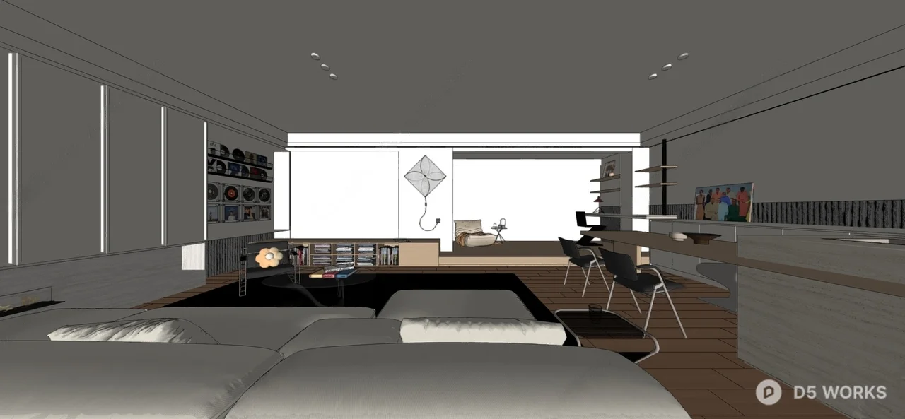 Minimalist Living Room with Platform Design 3d model thumbnail 2