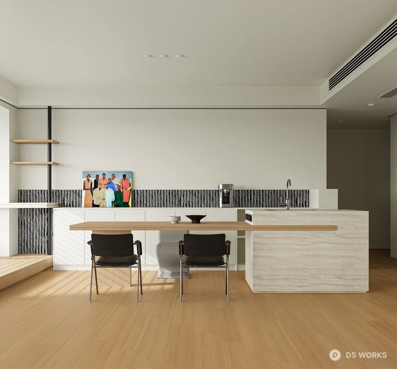 Minimalist Living Room with Platform Design 3d model thumbnail 3