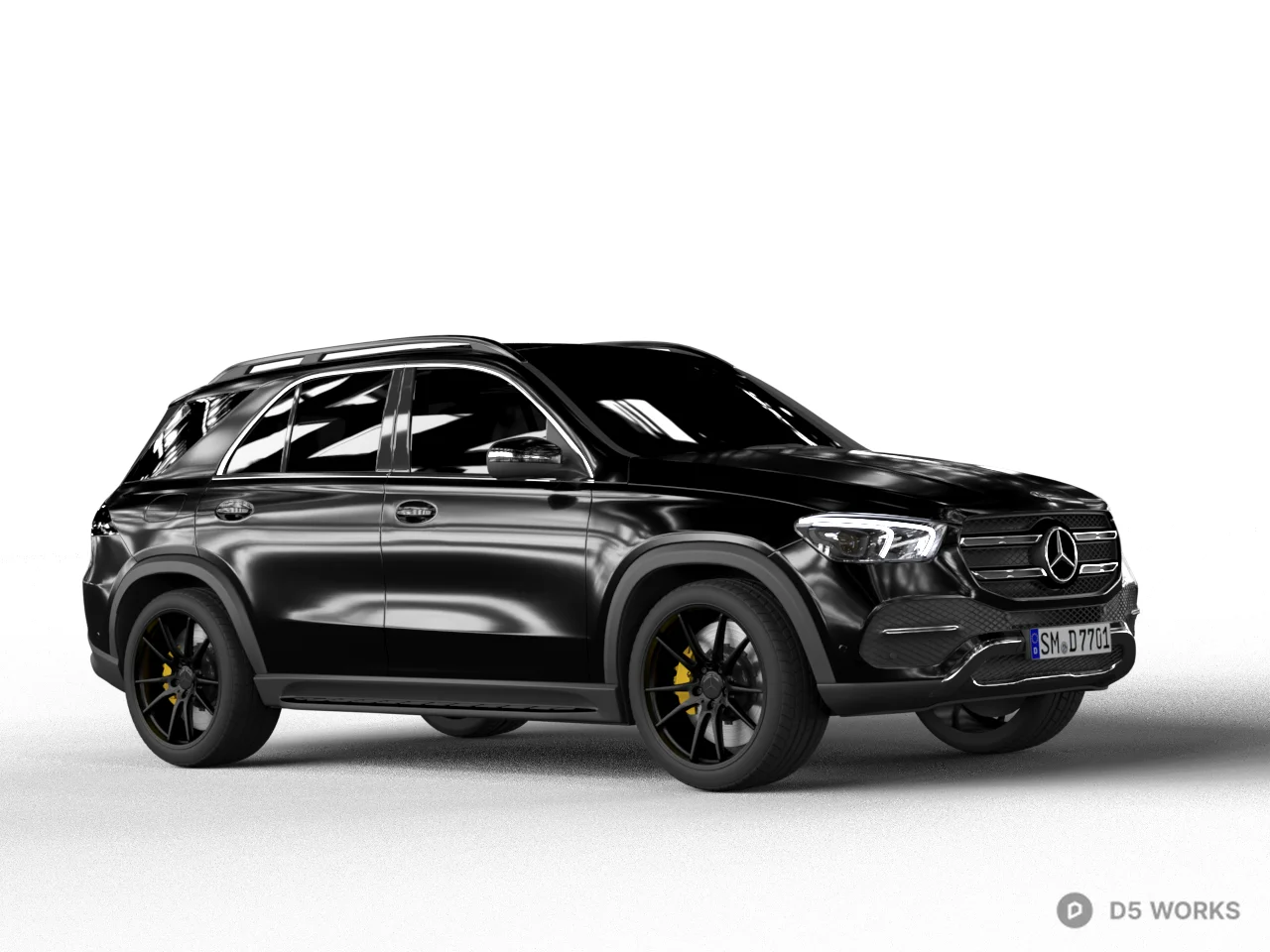 Black Luxury SUV With Yellow Brake Calipers 3d model - Image 1