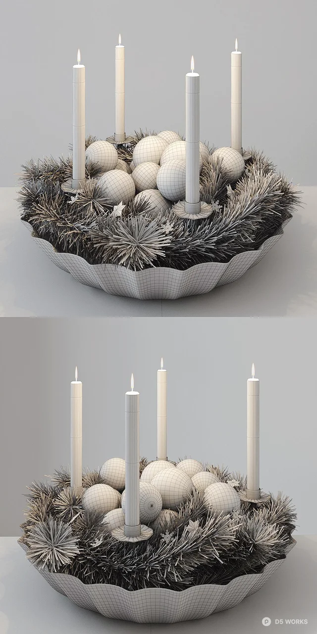 Blue Candle Advent Wreath 3d model thumbnail 3