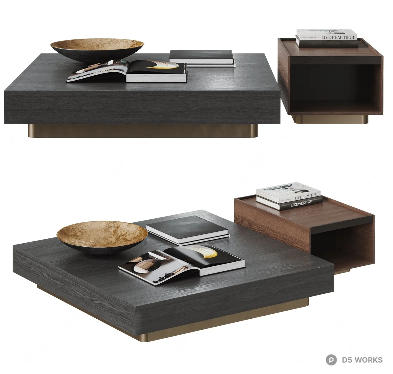 Minimalist Wood Grain Tea Table 3d model - Image 1
