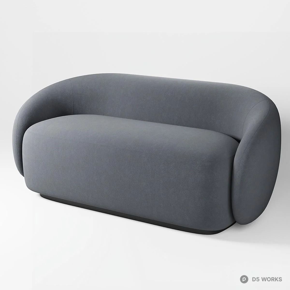 Curved Minimalist Three Seater Sofa 3d model thumbnail 2